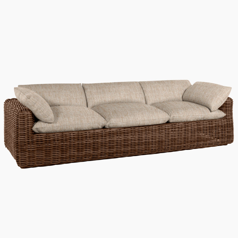 Montecito Woven Sofa - Raffia, No Welt, Raffia, Canvas Sand
