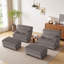 Modern Chaise Lounge Chair With Movable Ottoman And Pillow(Set Of 2)-285160705