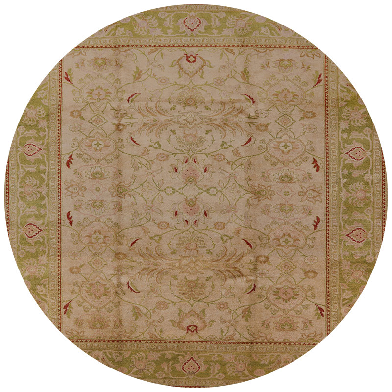 Tapis oriental vert clair / rose Cassady, Rond 3 pi