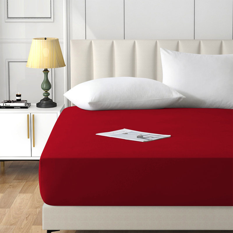Brushed Microfiber 40cm Deep Fitted Bed Sheet, Red, Super King (6')