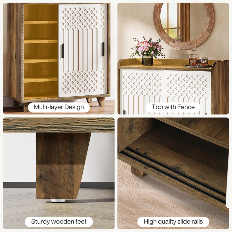 Modern Farmhouse Kitchen Sideboard Buffet Cabinet With Storage