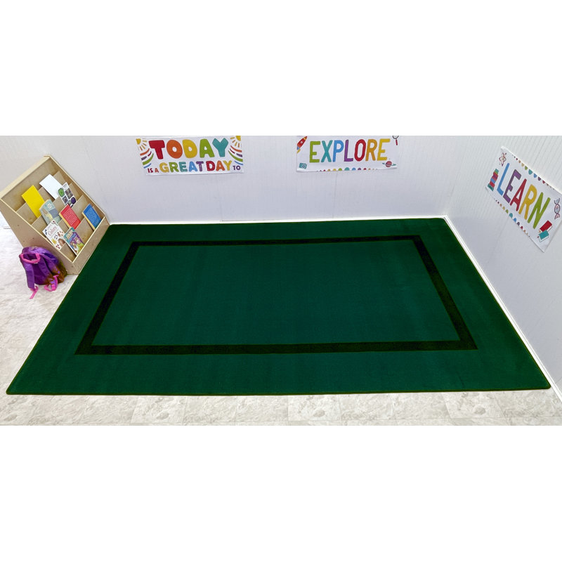 Tapis de classe Montessori vert et crème KidCarpet.com, rectangle de 183 x 260 cm, Rectangle 6 pi x 8 pi 6 po