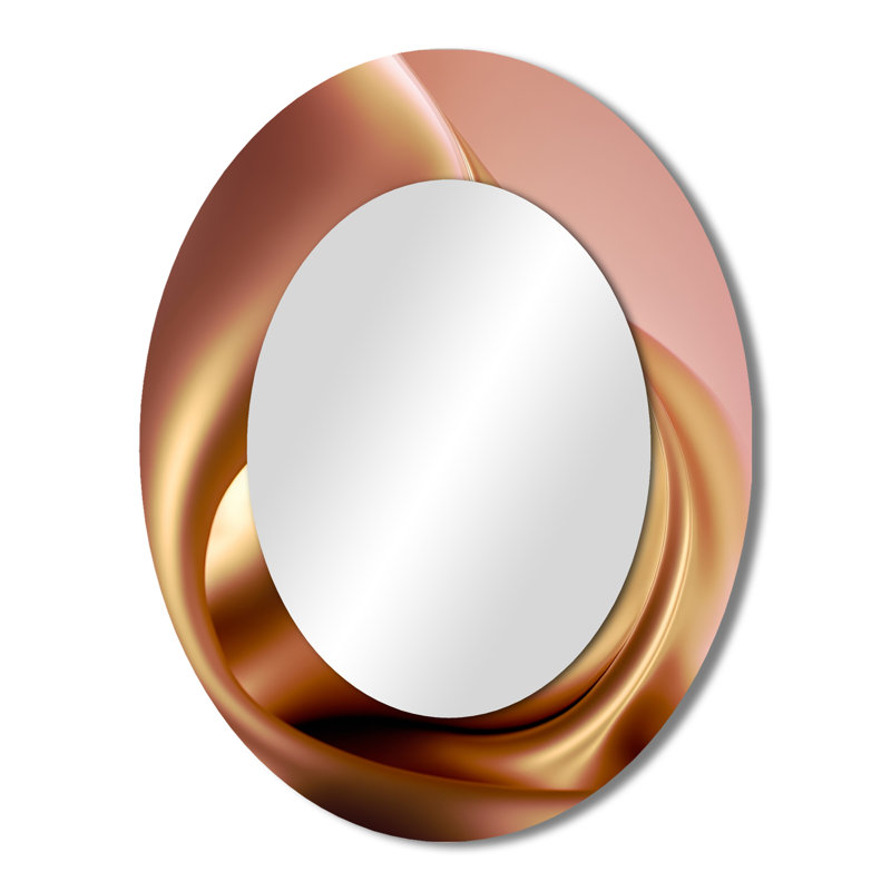 Subtle Sophistication In Exquisite Pink & Gold III - Abstract Oval Decorative Mirror On Metal, 43" x 33"
