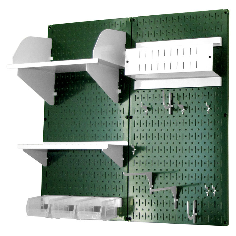 Hobby Craft Pegboard Organizer Storage Kit, Green and White