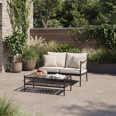 Victoria Outdoor 2-person Sofa With Thick Cushion And Table