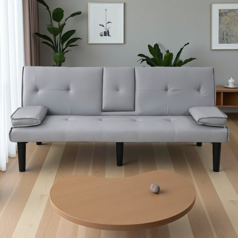 The 67-Inch PVC Multi-Functional Sofa Bed, With A Foldable And Cup Holder Design, Makes It Extremely Convenient To Turn The Living Room Into A Guest Room