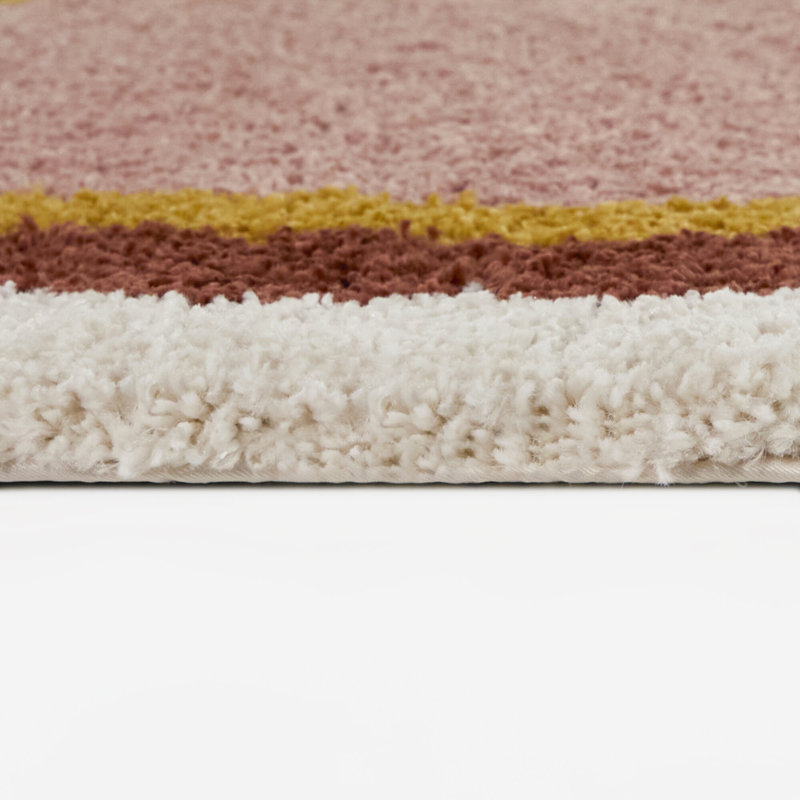 Marigold Pink/Orange Scallop Border Oval Area Rug, Pink/Orange, 6'7" x 9' Oval