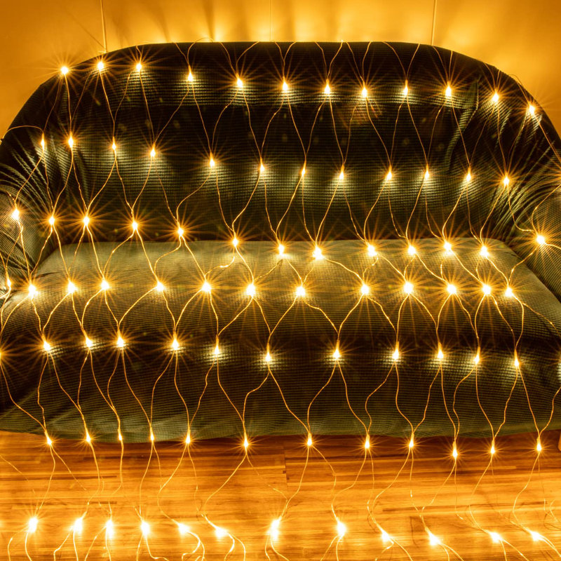 Filet de Noël pour décoration extérieure, Jaune, 360