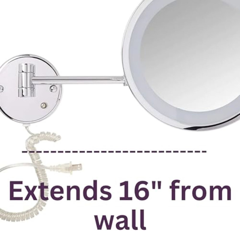 Chrome Round LED Lighted Wall Mounted Magnifying Mirror