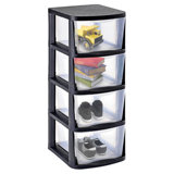 Clear Plastic 4 Drawer Home Storage Tower with Black Frame