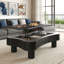Table basse de salon silencieuse: l'apparence noire est polyvalente, le rangement à panneau rainuré dissimule le design incurvé des coins sécuritaires-363870892