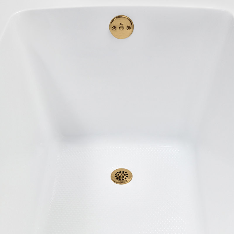 60'' x 32'' Acrylic Soaking Drop-In Bathtub, Drain Included, Brushed Gold