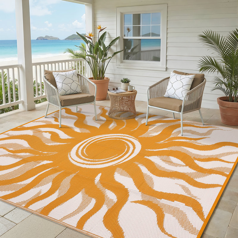 Tapis d'extérieur imperméable pour l'extérieur, Rectangle de 5 pi x 8 pi, Blanc