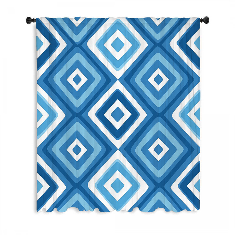 Diamond Window Curtains, Geometric Blockout & Sheer Curtains - 1 Panel, 50" W x 84" L