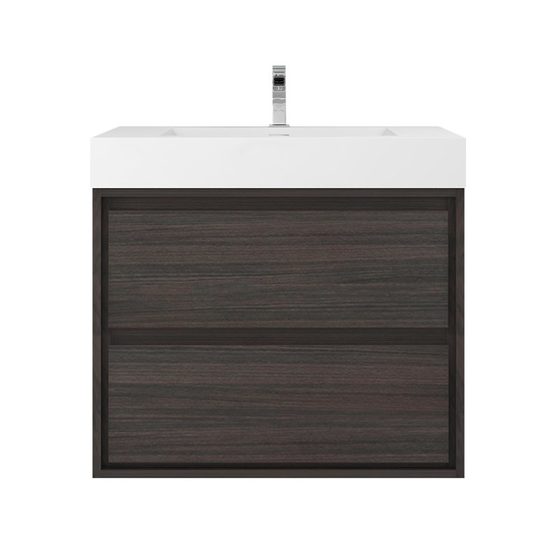 30'' Single Bathroom Vanity with Acrylic Top, Gray Oak