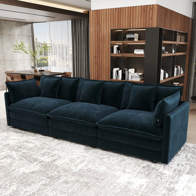 Canapés 3 places en chenille de style minimaliste moderne de 111,5 po