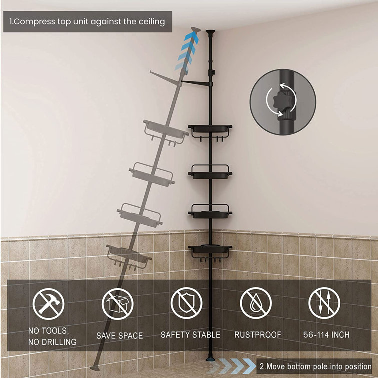 Lenaik Tension Pole Shower Caddy Rebrilliant Finish: Black