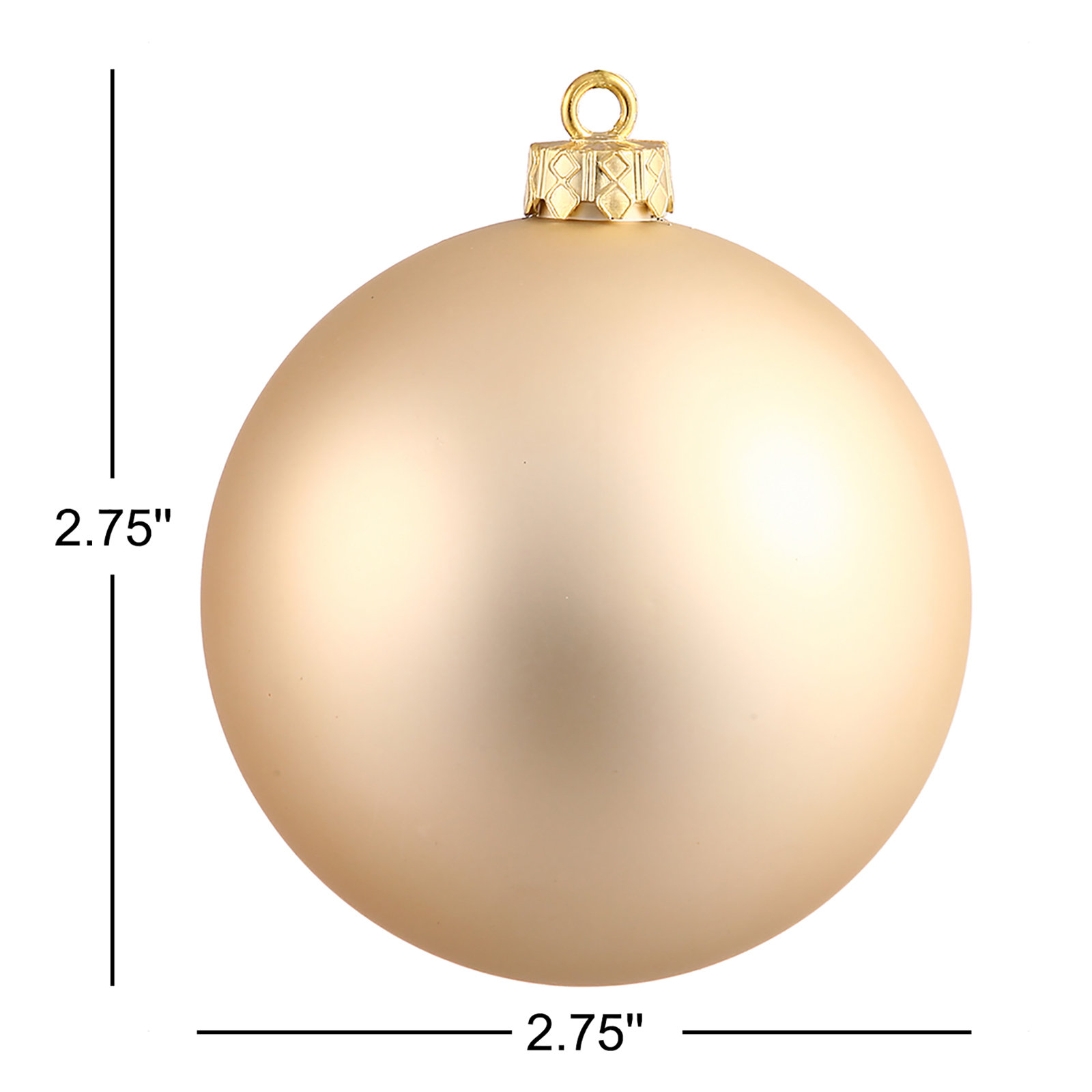The Holiday Aisle® 3" Shatterproof Bauble, 2.75" H x 2.75" W x 2.75" D, Champagne