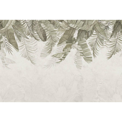 Murale suspendue feuille de bananier | Papier peint neutre avec feuilles de plafond tropicales | Non-tissé ou pelez et collez