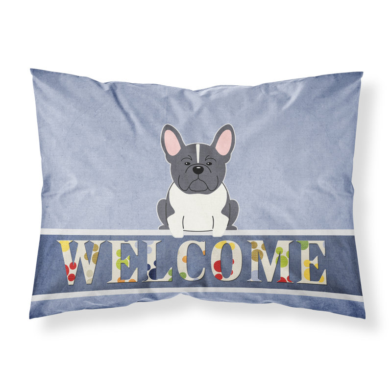 Taie d’oreiller welcome, Bouledogue français noir et blanc