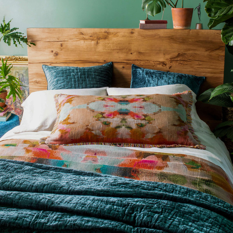 Matte Velvet Quilted Sham, Juniper, Euro