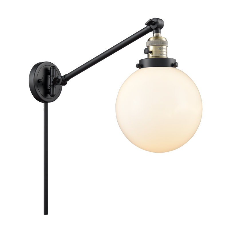Clementina Plug-in Swing Arm Sconce, Matte White Cased, Incandescent, Brushed Satin Nickel