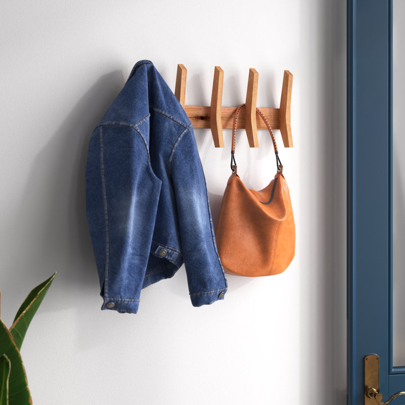 Sifford Solid Wood Wall 5 - Hook Wall Mounted Coat Rack, Walnut
