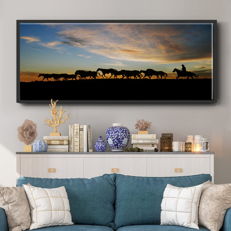 Sunlit Horses V- Framed Canvas