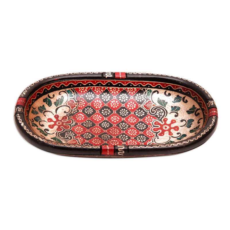 Bungalow Rose Handmade Fire Batik Wood Decorative Bowl
