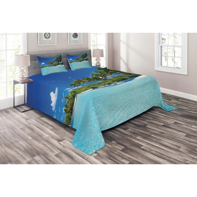 Hypnotic Coastal Polyester Coverlet, King Bedspread + 2 Shams