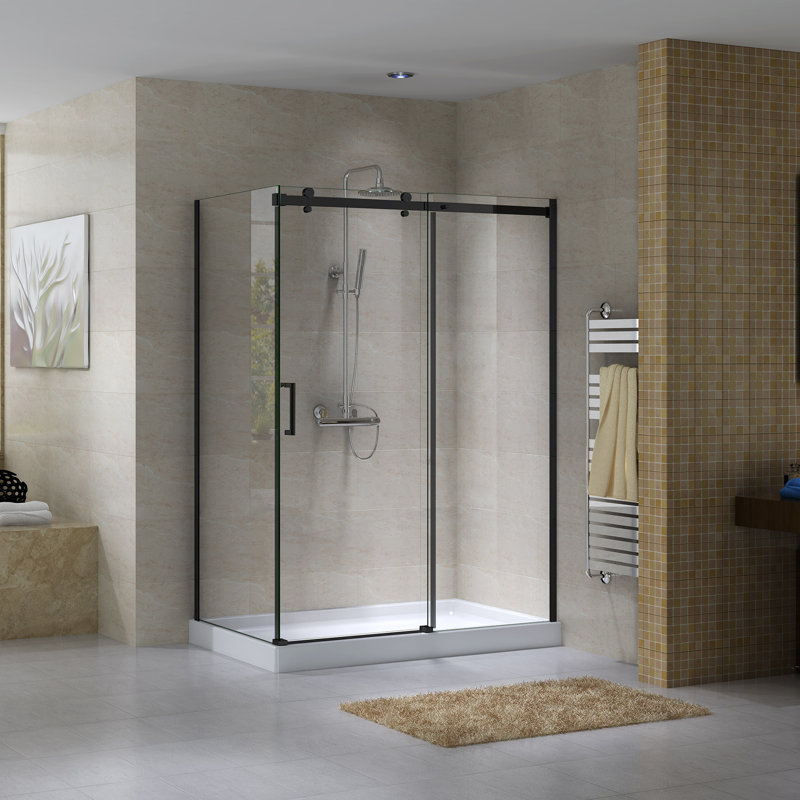 Hasper 60'' W 78.75'' H Frameless Rectangle Reversible Shower Enclosure