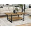 Table basse, accent, cocktail, rectangulaire, salon, L 48 po, aspect bois de manguier, métal noir, contemporain, moderne