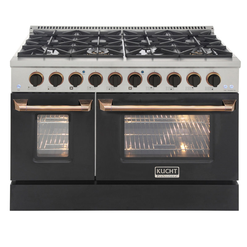 Freestanding Gas Range with Convection Oven, Liquid Propane, Black/Gold