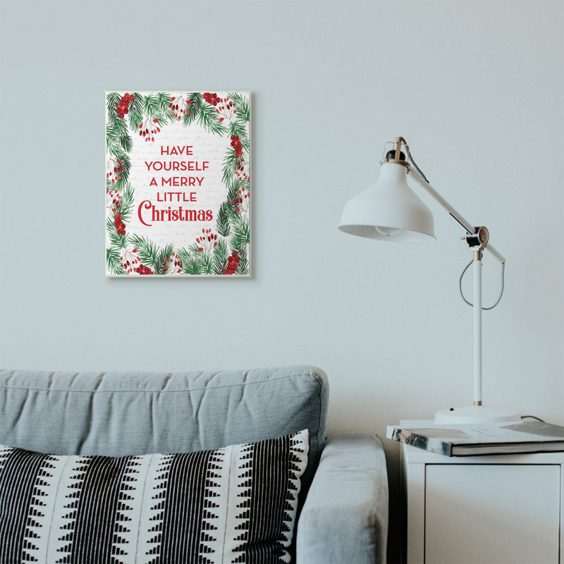 «Merry Little Christmas Pine Wreath», reproduction d'art textuel, H 19 po x l 13 po, Plaque murale