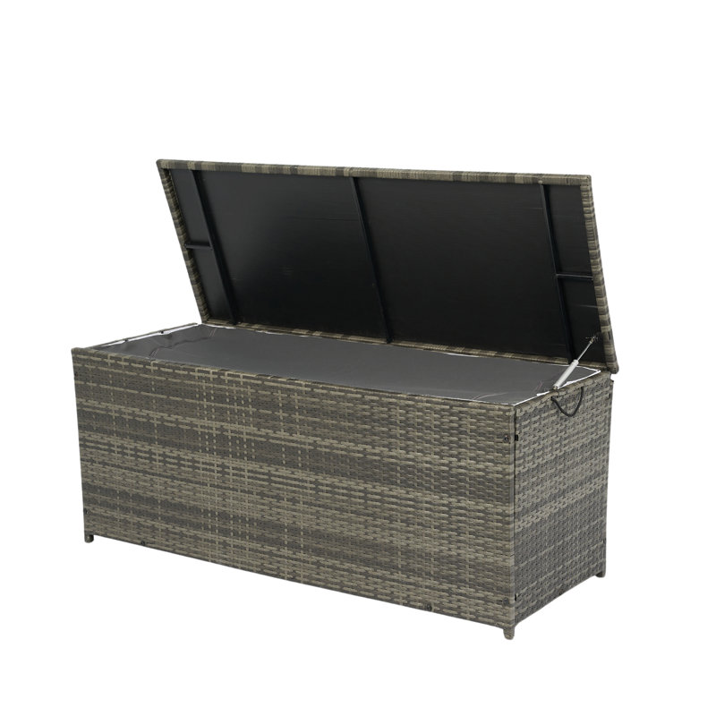 Outdoor Storage Box, 113 Gallon Wicker Patio Deck Boxes With Lid, Outdoor Cushion Storage For Kids Toys, Pillows, Towel