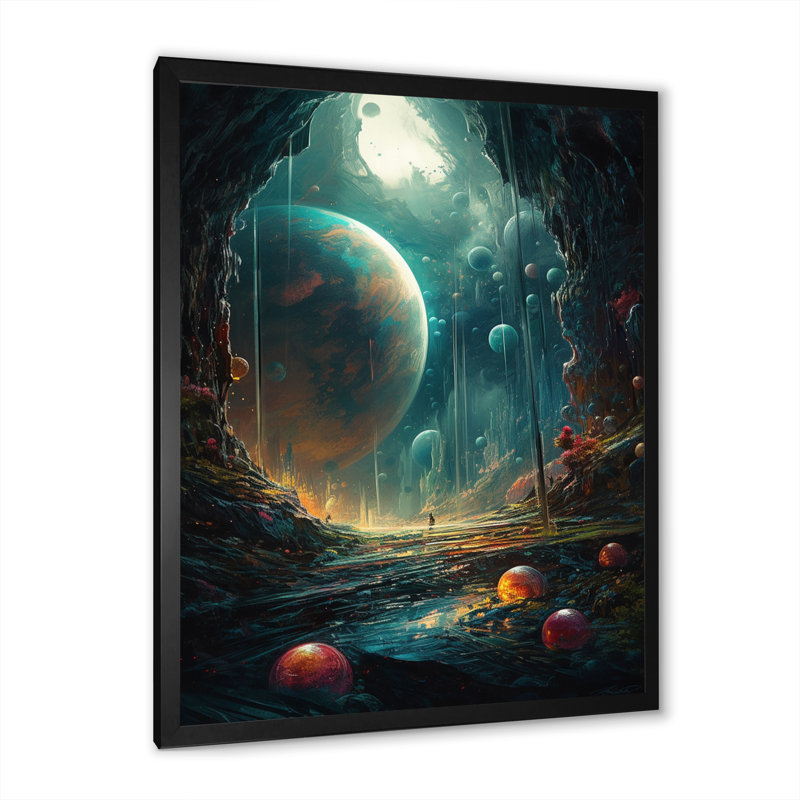 «Look Into Space II» sur toile, Cadre d'angle fermé noir, H 20 po x l 12 po x P 1 po