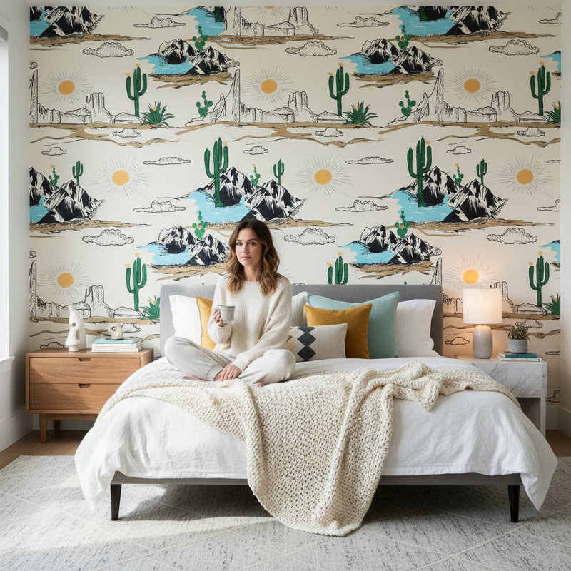 Papier peint moderne cactus montagne Modern Desert
