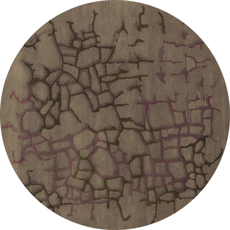 Washable Abstract Indoor Rug, Round 3'