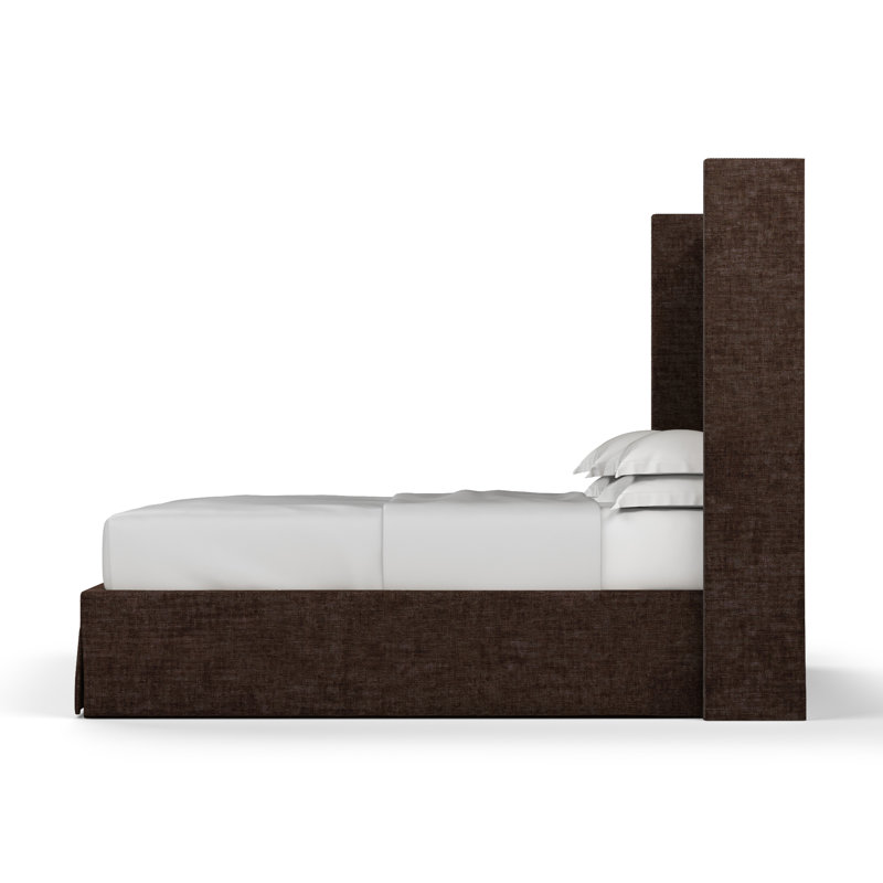 Kaiser Upholstered Wingback Bed, King, Crushed Velvet Chocolate