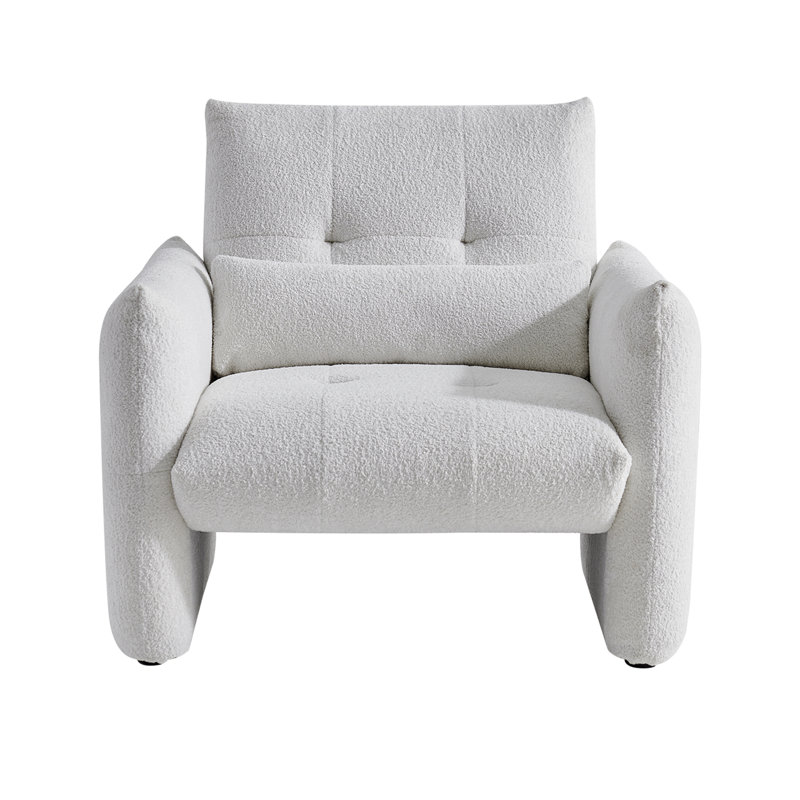 Fauteuil d'appoint en velours massif 1 place, Beige
