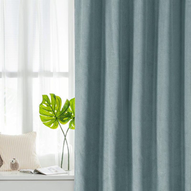 Cotton Room Darkening Curtains / Drapes Pair, Light Blue, 52" W x 96" L