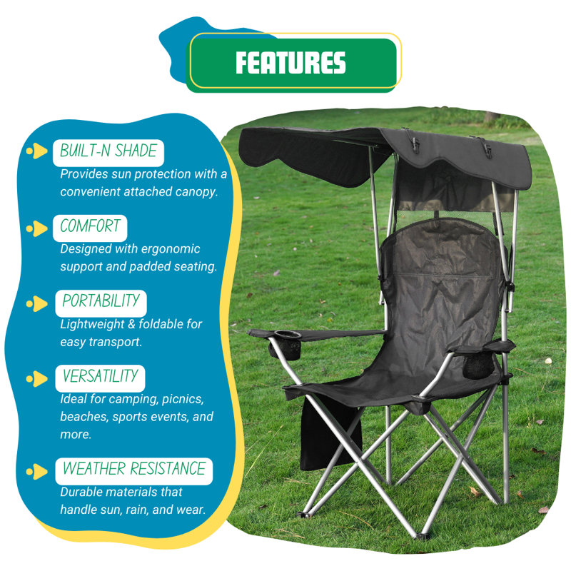 Portable Folding Chair With Shade Canopy For Adults Beach Chairs Canopy Shade Seating Camping And Folding Chairs For Outside