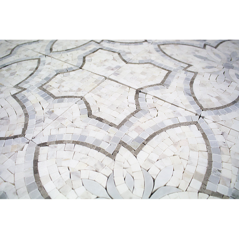 Garden Random Sized Marble Mosaic Tile in White/Gray