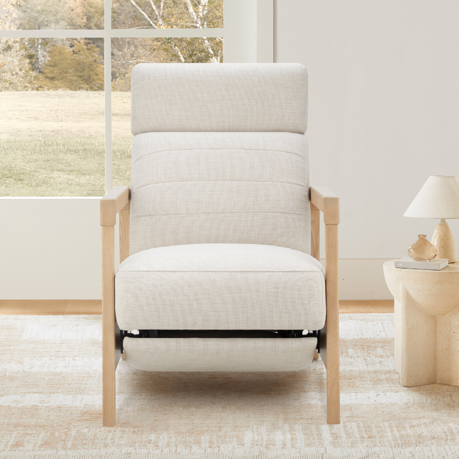 Amada 28" Manual Recliner, Effie Linen Performance Weave