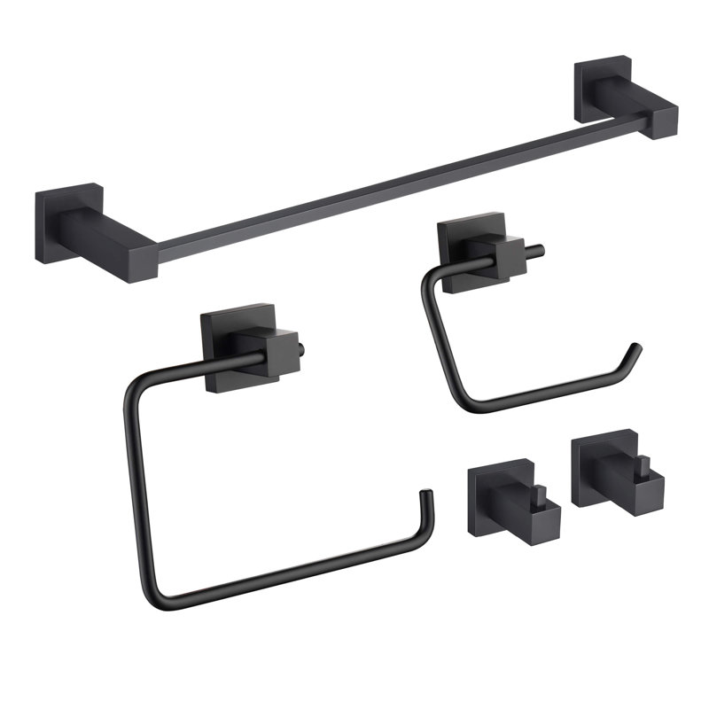 Ensemble de quincaillerie de salle de bain cubique 5 pièces, Or brossé