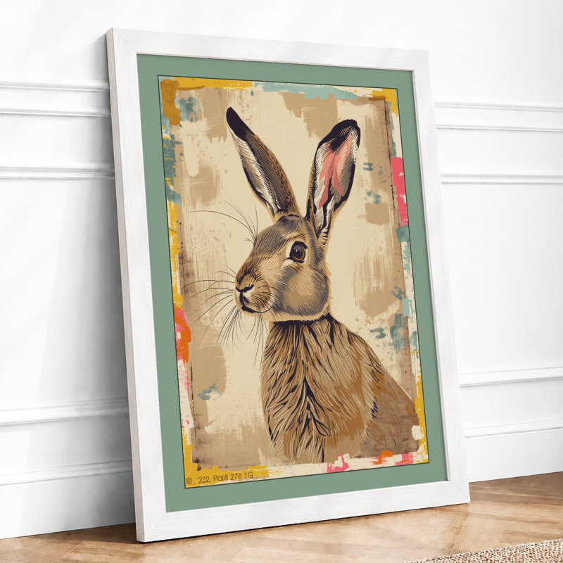Framed Hare Eclectic - Framed Print, A4 - 29.7 x 21.0 cm, White