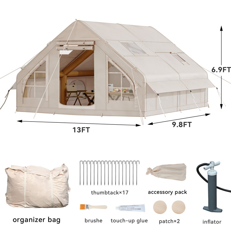 Inflatable Camping Tent, Waterproof Blow Up Tent with Explosion Proof Valve, 6 Person