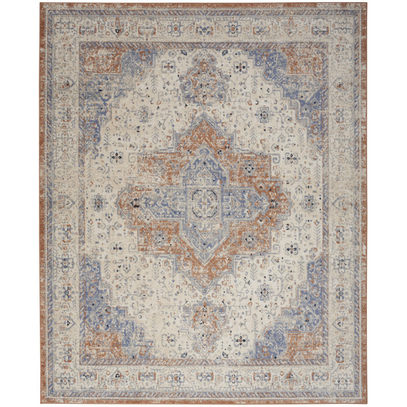 Tapis intérieur / extérieur beige / bleu Nourison Essentials, Tapis de couloir 2 pi 2 po x 7 pi 6 po