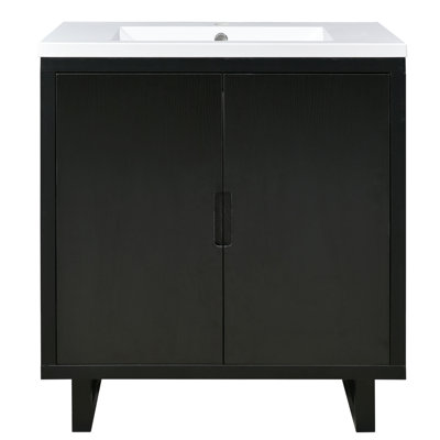 30" Bathroom Vanity Set With Sink, Combo Cabinet, Bathroom Storage Cabinet, Solid Wood Frame(The Same With SV000008AAB-1)