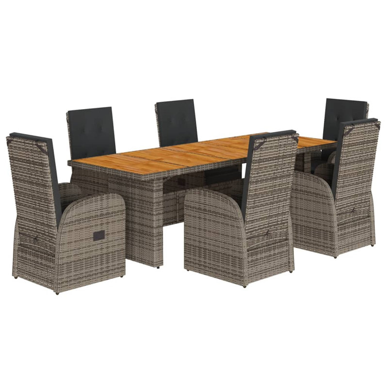 Acacia Patio Dining Set with Rectangular Table, 6
